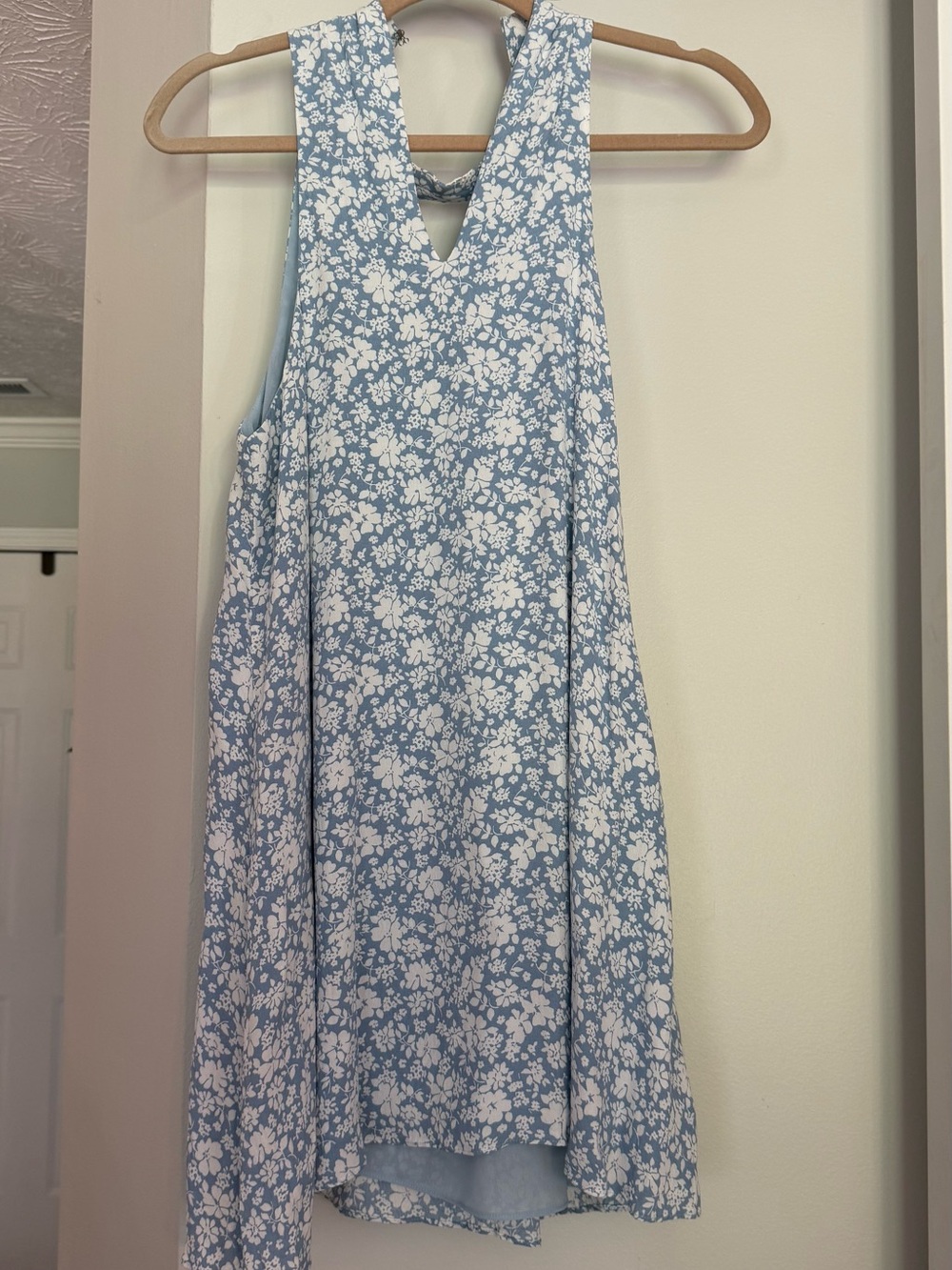 Lulu's Powder Blue Floral V-Neck Dress